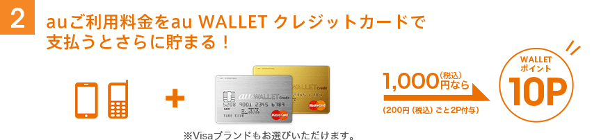 2. auご利用料金をau WALLET クレジットカードで支払うとさらに貯まる！