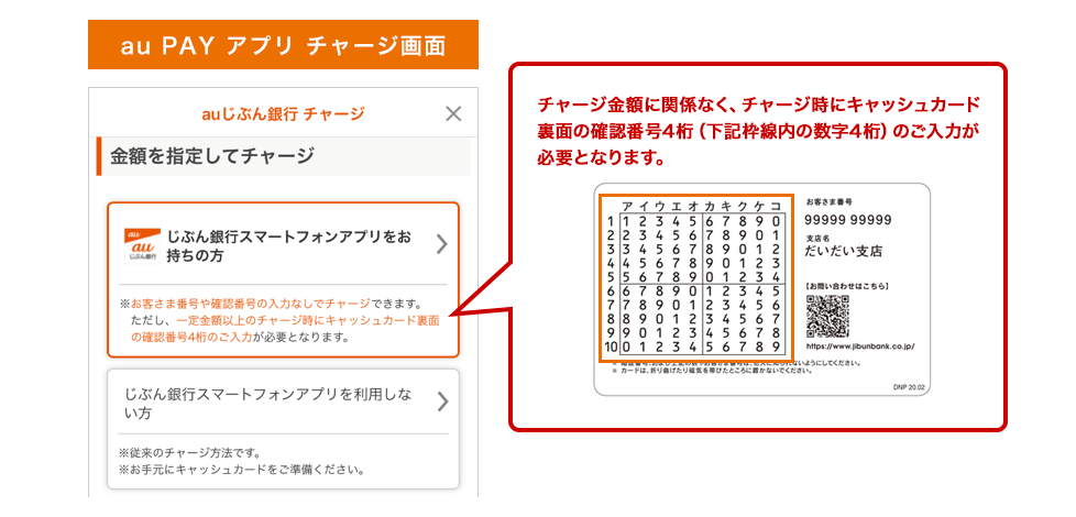 au PAY アプリ チャージ画面