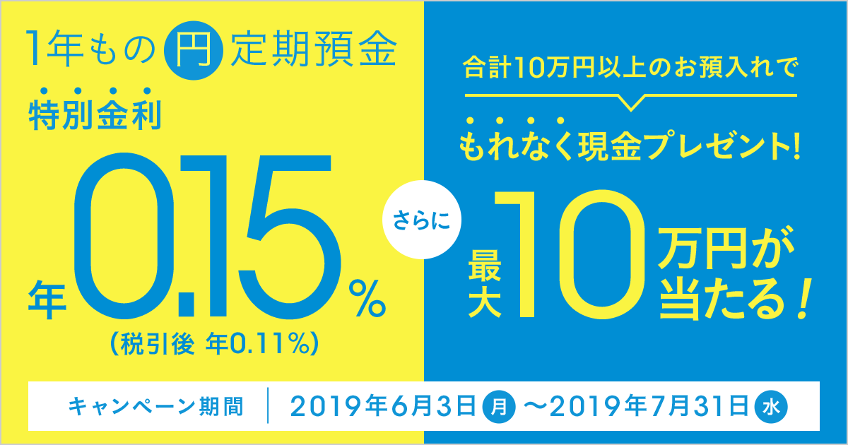 金利 定期 キャンペーン 2019 預金