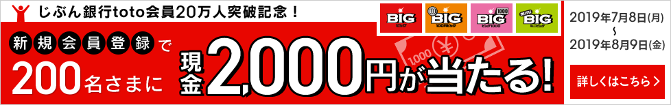 新規会員登録で200名さまに現金2,000円が当たる!
