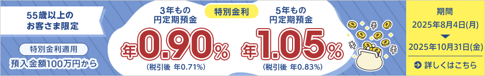 55歳以上のお客さま限定 特別金利