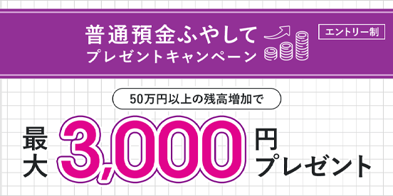 普通預金ふやしてプレゼントキャンペーン