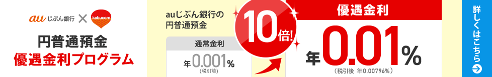 [カブドットコム証券　×　じぶん銀行] 円普通預金 優遇金利プログラム