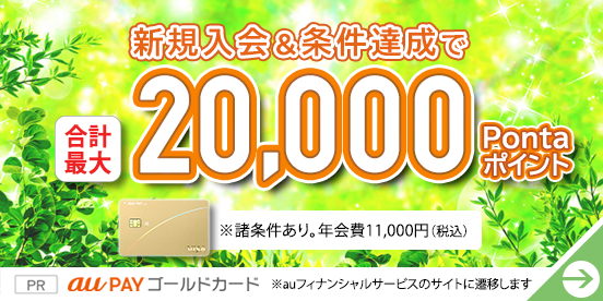 新規入会&条件達成で合計最大20,000Pontaポイント