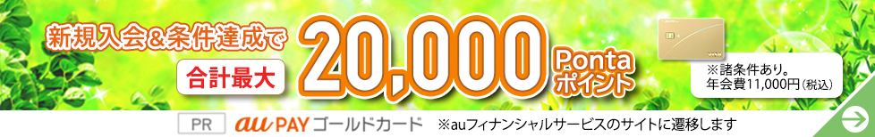 新規入会&条件達成で合計最大20,000Pontaポイント