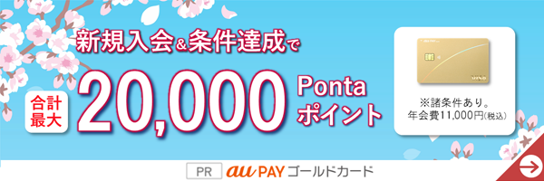 新規入会&条件達成で合計最大20,000Pontaポイント