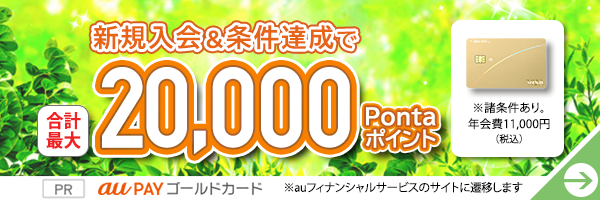 新規入会&条件達成で合計最大20,000Pontaポイント