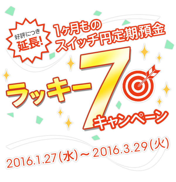 1ヶ月ものスイッチ円定期預金 ラッキー7キャンペーン じぶん銀行 1ヶ月ものスイッチ円定期預金 ラッキー7キャンペーン じぶん銀行