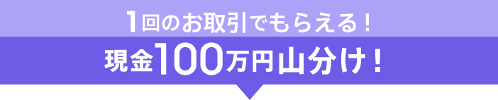 1回のお取引でもらえる！現金100万円山分け！