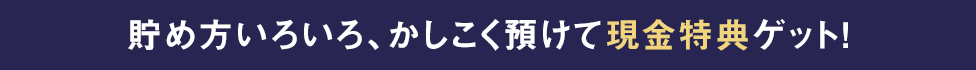 貯め方いろいろ、かしこく預けて現金特典ゲット！