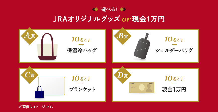 選べる！JRAオリジナルグッズ or 現金1万円
