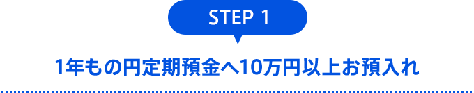 STEP1 1年もの円定期預金へ10万円以上お預入れ