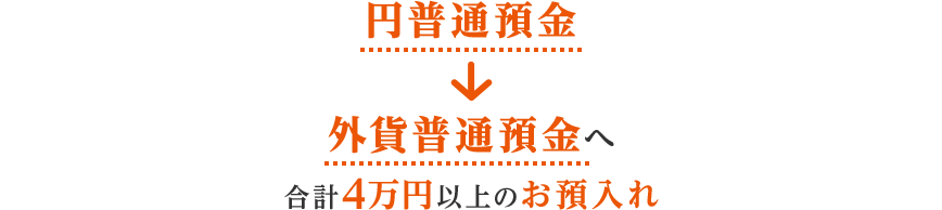 円普通預金→外貨普通預金へ合計4万円以上のお預入れ