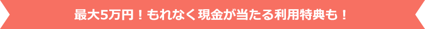 最大5万円!もれなく現金が当たる利用特典も!
