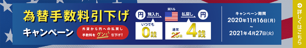 為替手数料引下げキャンペーン