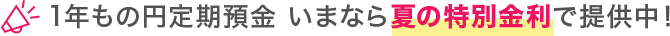 1年もの円定期預金 いまなら夏の特別金利で提供中！