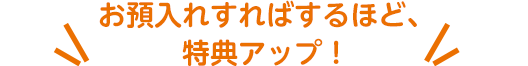 お預入れすればするほど、特典アップ！