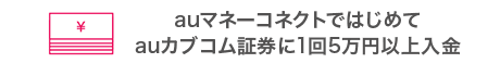 auマネーコネクトではじめてauカブコム証券に1回5万円以上入金