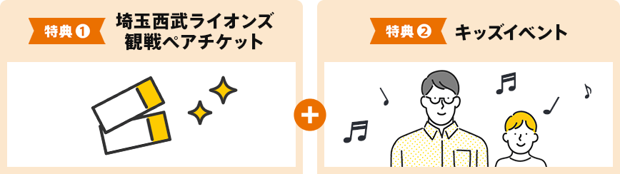 特典①埼玉西武ライオンズ観戦ペアチケット＋特典②キッズイベント