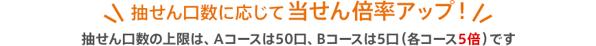 抽せん口数に応じて当せん倍率アップ！