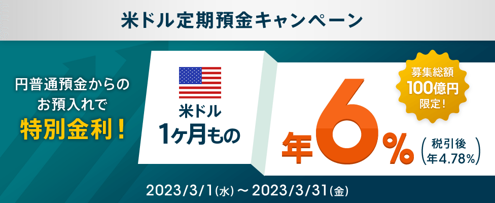 100億円限定！米ドル定期預金キャンペーン