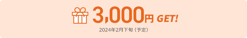 3,000円GET！