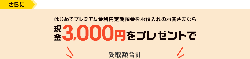 さらに はじめてプレミアム金利円定期預金をお預入れのお客さまなら