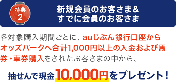 オッズパーク 現金プレゼントキャンペーン | auじぶん銀行