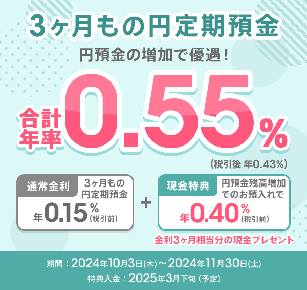 円預金の増加で優遇！秋の円定期預金キャンペーン | auじぶん銀行