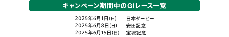 キャンペーン期間中のGⅠレース一覧