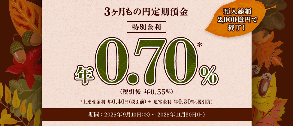 3ヶ月もの円定期預金 特別金利