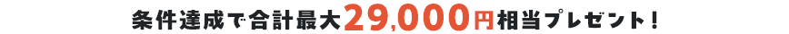 条件達成で合計最大29,000円相当プレゼント！