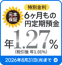 特別金利 6ヶ月もの円定期預金