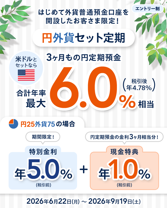 初回限定！円外貨セット定期キャンペーン | auじぶん銀行