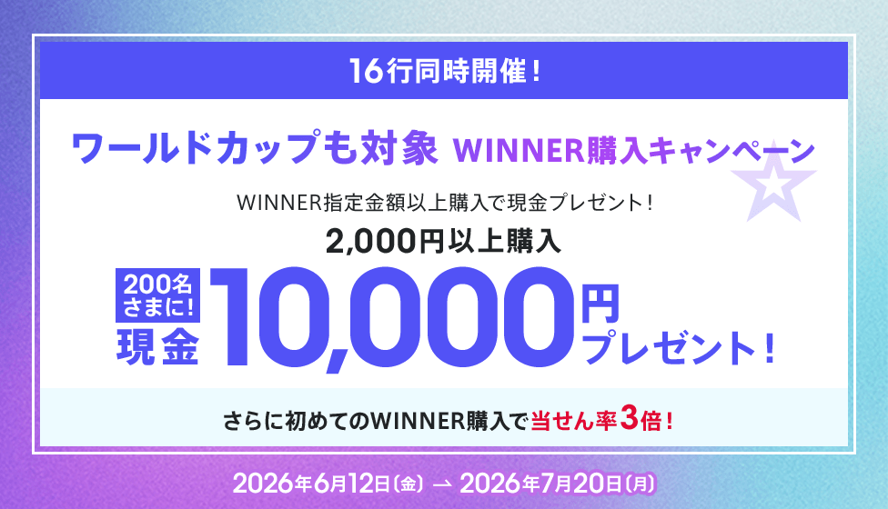 ワールドカップも対象WINNER購入キャンペーン