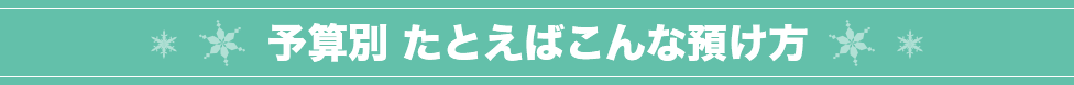 予算別 たとえばこんな預け方