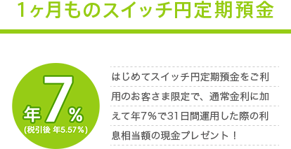 1ヶ月ものスイッチ円定期預金