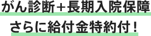がん診断+長期入院保障さらに給付金特約付!