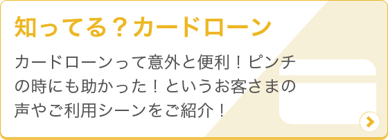 [知ってる？カードローン] カードローンって意外と便利！ピンチの時にも助かった！というお客さまの声やご利用シーンをご紹介！