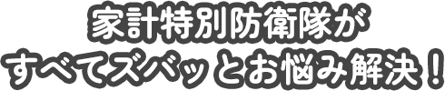 家計特別防衛隊がすべてズバッとお悩み解決!