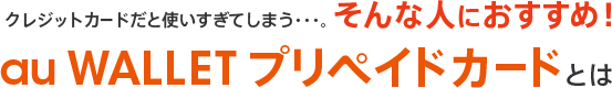 クレジットカードだと使いすぎてしまう…。そんな人におすすめ！au WALLET プリペイドカードとは