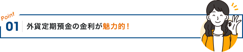 POINT01 外貨定期預金の金利が魅力的!