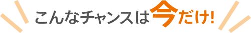 こんなチャンスは今だけ！