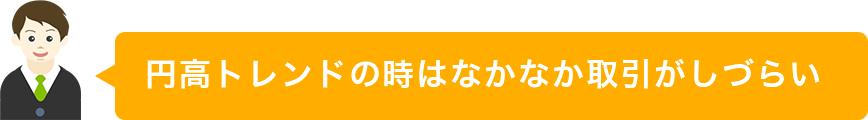 円高トレンドの時はなかなか取引がしづらい