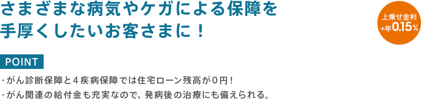 さまざまな病気やケガによる保障を手厚くしたいお客さまに！