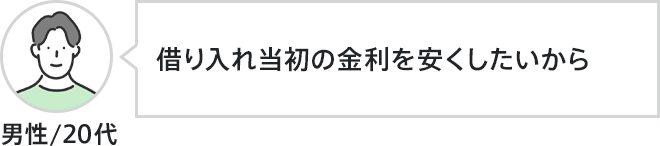 男性、20代。借り入れ当初の金利を安くしたいから
