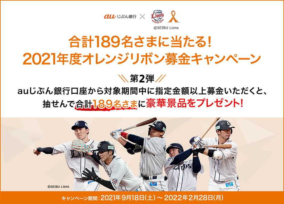 合計189名さまに当たる！2021年度オレンジリボン募金キャンペーン