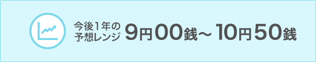 今後1年の予想レンジ 9円00銭~10円50銭