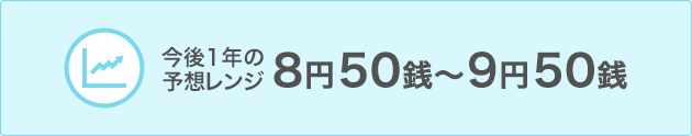 今後1年の予想レンジ 8円50銭~9円50銭