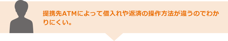 提携先ATMによって借入れや返済の操作方法が違うのでわかりにくい。